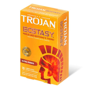 Trojan Ultra Ribbed Ecstasy 72/52mm 10's Pack Latex Condom-Condom-B.D. Beloved
